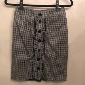 bebe Gingham Ruffle Button Front Pencil Skirt Size 0